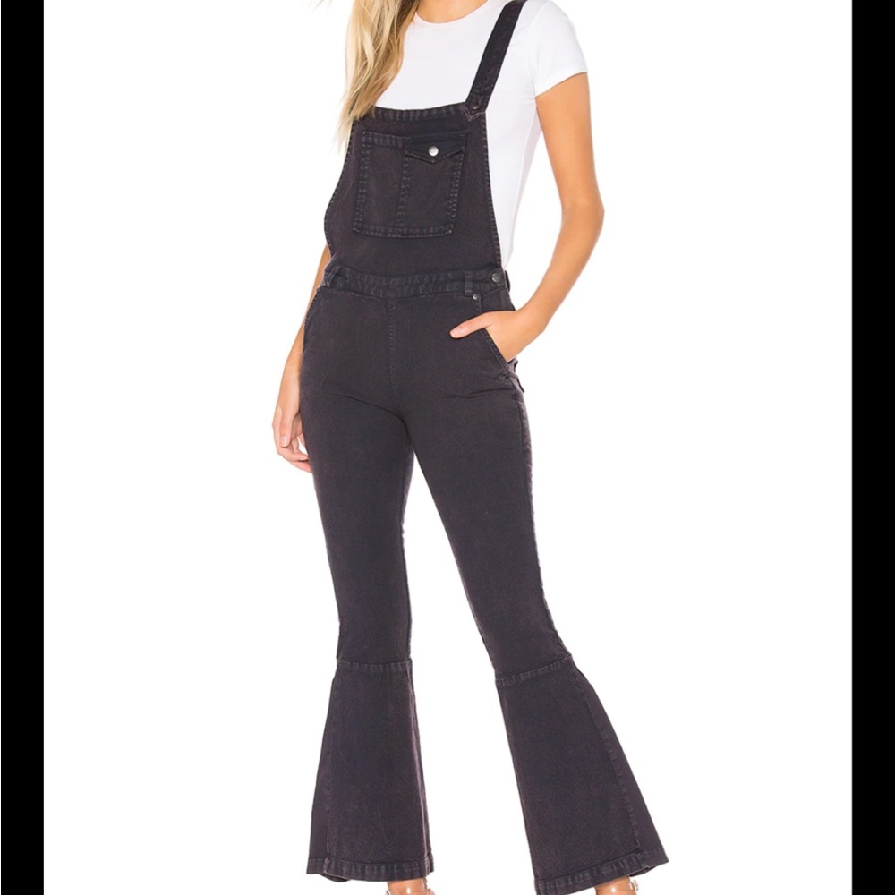 Chaser Brand Blueberry Vintage Canvas Flared Cross Back Overalls Size Medium